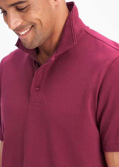 Cotton Traders Dark Raspberry Short Sleeve Polo Shirt