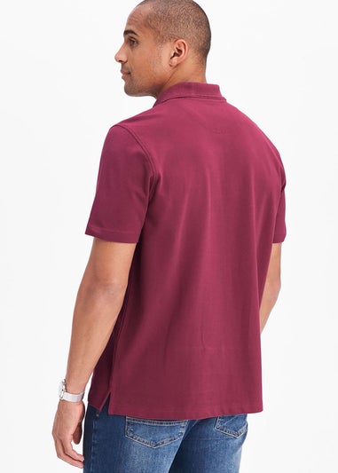 Cotton Traders Dark Raspberry Short Sleeve Polo Shirt