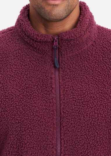 Cotton Traders Burgundy Sherpa Fleece Jacket