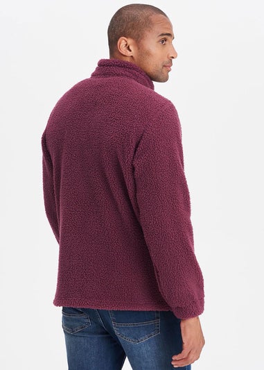 Cotton Traders Burgundy Sherpa Fleece Jacket