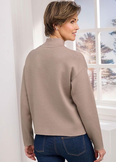 Cotton Traders Light Pebble Floral Jacquard Jumper