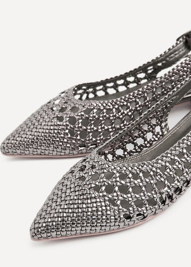 Linzi Carolina Grey Faux Leather Woven Ballet Flats