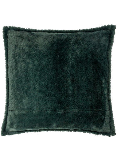 Furn All Wrapped Up Velvet Faux Fur Emerald/Red Cushion