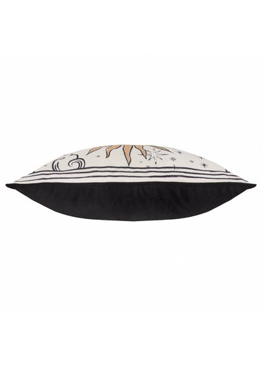 Furn Celestial Stories Embroidered Velvet Linen Cushion