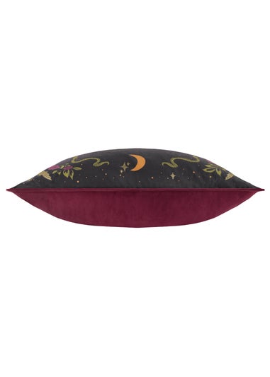 Furn Bad Witch Embroidered Velvet Black Magic Cushion