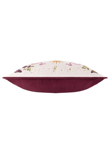 Furn Good Witch Embroidered Velvet Angel White Cushion