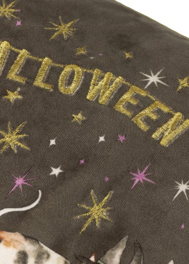 Furn Halloween Pawty Embroidered Velvet Multi Cushion
