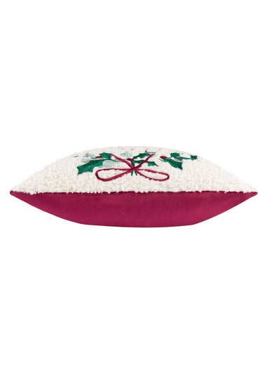 Furn Holly Wreath Embroidered Multi Cushion
