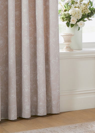 Wylder Nature Bella Floral Lined Natural Eyelet Curtain Pair