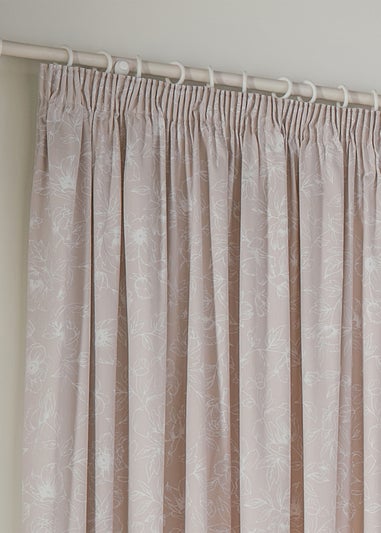 Wylder Nature Bella Floral Lined Natural Pencil Pleat Curtain Pair