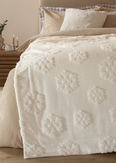 Furn Snowflakes Faux Fur Snow White Cushion