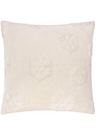 Furn Snowflakes Faux Fur Snow White Cushion