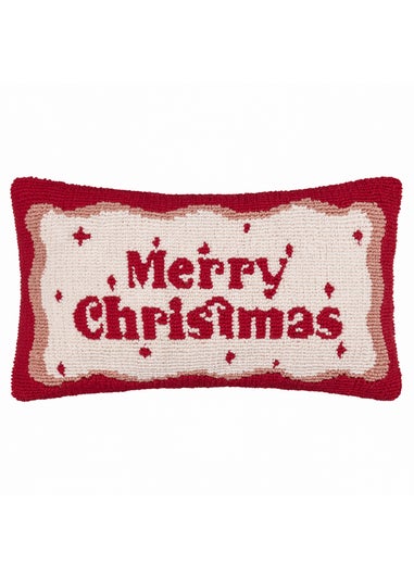 Furn Candy Merry Christmas Tufted Red/White Cushion
