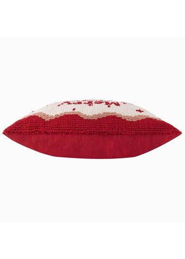 Furn Candy Merry Christmas Tufted Red/White Cushion
