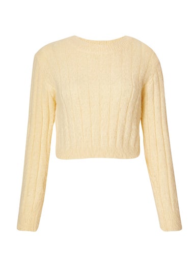 Quiz Yellow Knit Cropped Jumper