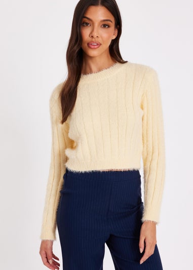 Quiz Yellow Knit Cropped Jumper