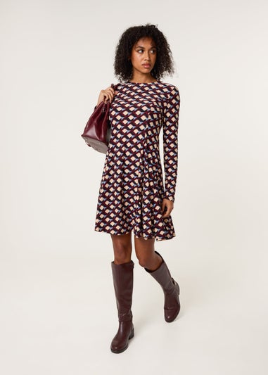 Blue Vanilla Multi Crew Neck Mini Dress
