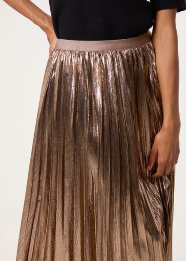 Blue Vanilla Tan Metallic Pleated Tulle Skirt