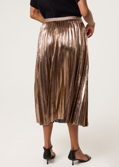 Blue Vanilla Tan Metallic Pleated Tulle Skirt