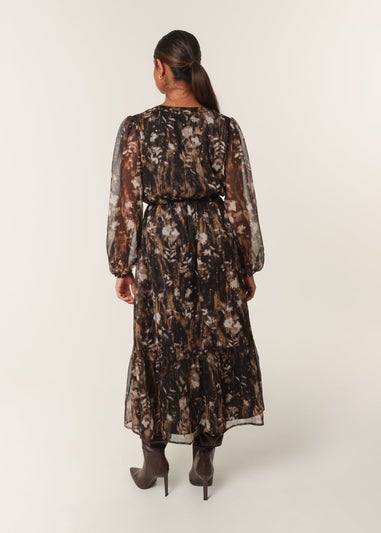 Blue Vanilla Black Button Front Midi Dress