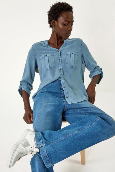 Roman Light Grey Buttoned Pocket Shirt
