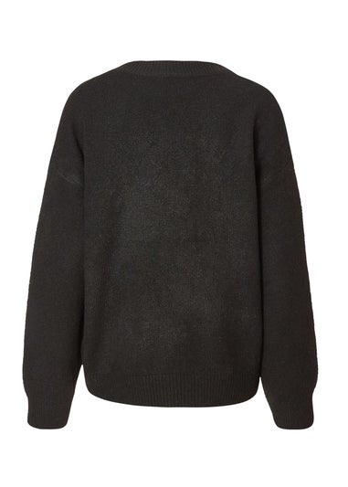 Quiz Black Ruffle Bow Jumper
