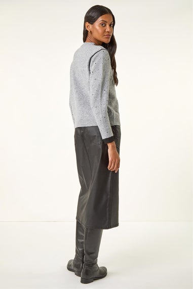 Roman Grey Embellished Knit Jumper