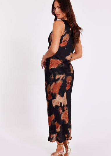 Quiz Black Printed Cowl Neck Midaxi Dress