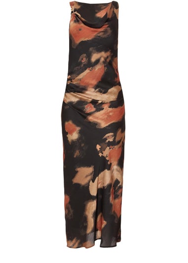 Quiz Black Printed Cowl Neck Midaxi Dress