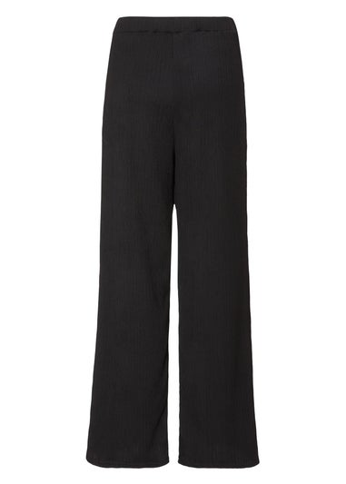 Quiz Black Textured Palazzo Trousers