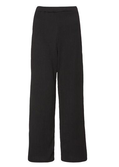 Quiz Black Textured Palazzo Trousers