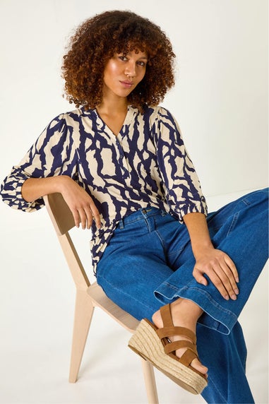 Roman Navy Mono Abstract Top