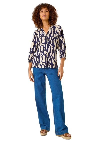 Roman Navy Mono Abstract Top