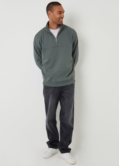 Threadbare Dark Blue Half Zip Sweatshirt