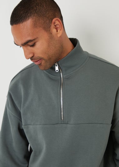 Threadbare Dark Blue Half Zip Sweatshirt