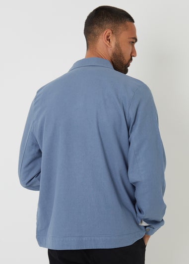 Threadbare Blue Lightweight Linen Blend Utility Jacket