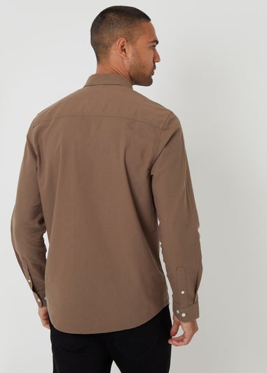 Threadbare Brown Oxford Cotton Long Sleeve Shirt