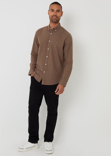 Threadbare Brown Oxford Cotton Long Sleeve Shirt