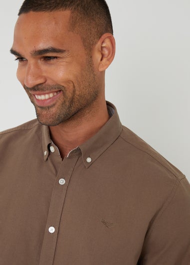 Threadbare Brown Oxford Cotton Long Sleeve Shirt