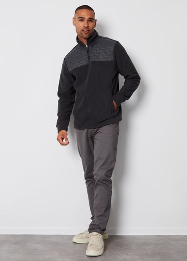 Threadbare Charcoal Quarter Zip Quilted Fleece Jumper