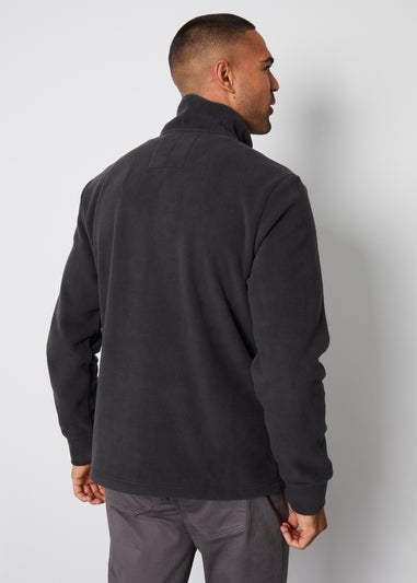 Threadbare Charcoal Quarter Zip Quilted Fleece Jumper