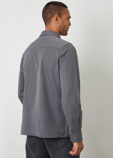 Threadbare Dark Grey Cargo Pocket Twill Shacket