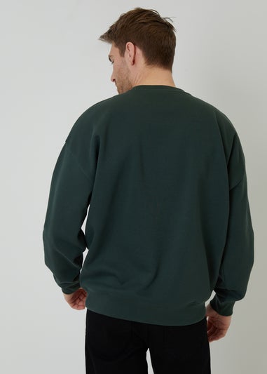 Threadbare Green Relaxed Fit Crew Neck Sweatshirt