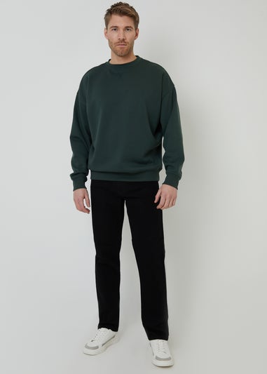 Threadbare Green Relaxed Fit Crew Neck Sweatshirt