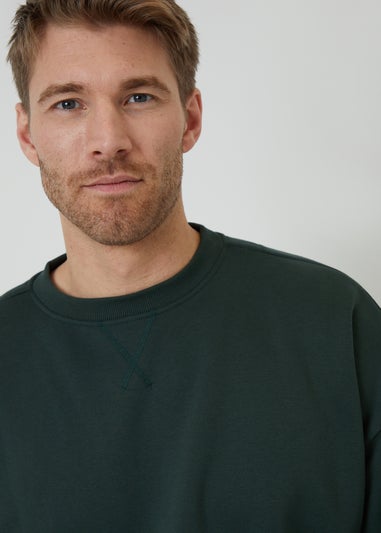 Threadbare Green Relaxed Fit Crew Neck Sweatshirt