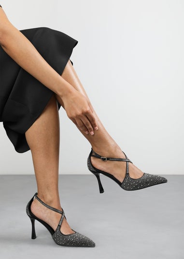 Where's That From Black Kaitlyn Strappy Pointed Toe High Heels