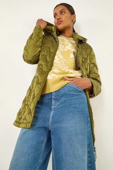Roman Khaki Hooded Quilted Puffer Coat