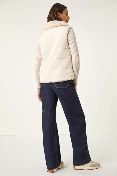 Roman Cream Reversible Fur Zip Gilet