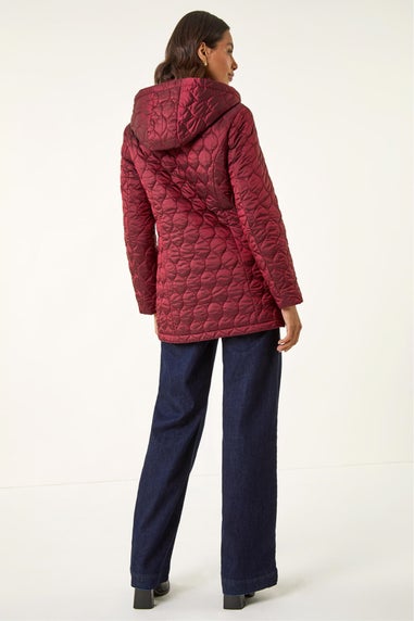 Roman Red Hooded Quilted Puffer Coat