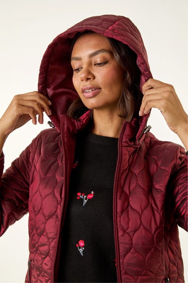Roman Red Hooded Quilted Puffer Coat